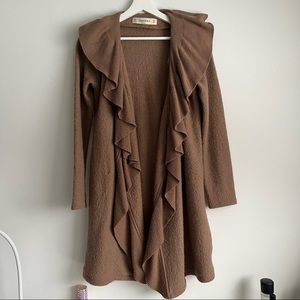 Zara ruffles coat brown cardigan